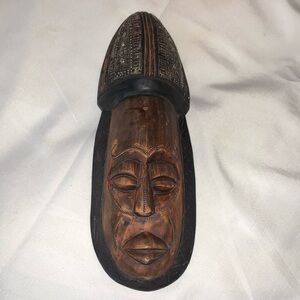 Vintage Ghana Handcrafted Wood Face Mask For Wall